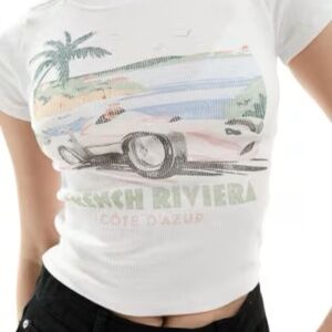 Hollister White French Riviera Graphic Tee